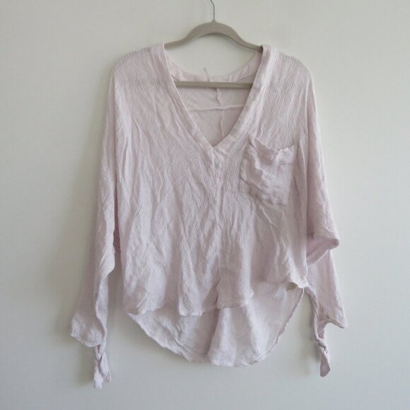 FREE PEOPLE Morning Dolman Tie Sleeve Gauzy Top in White Casual Boho Coastal M - Picture 2 of 14